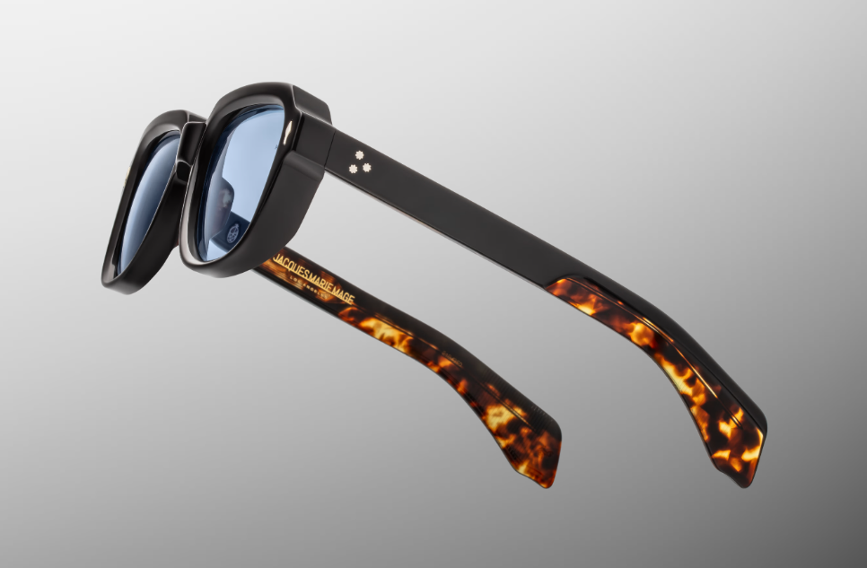Sunglasses model Taos in Color Noir with Blue Cerulean lenses from Jacques Marie Mage
