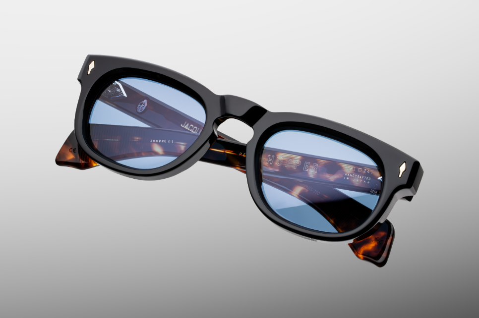 Sunglasses Model Pepper in Noir with Cerulean lenses from Jacques Marie Mage sunglasses collection