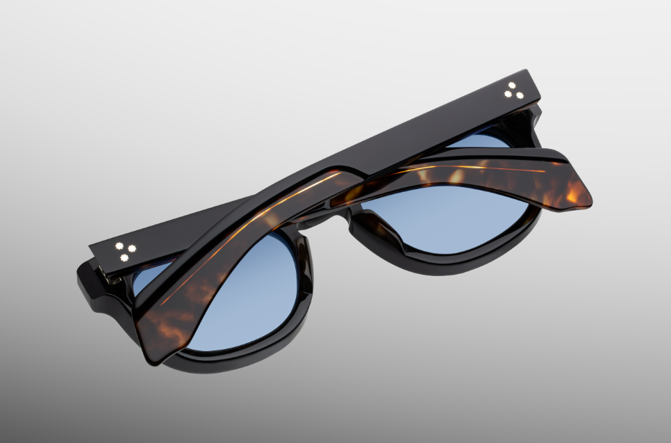 Sunglasses Model Pepper in Noir with Cerulean lenses from Jacques Marie Mage sunglasses collection