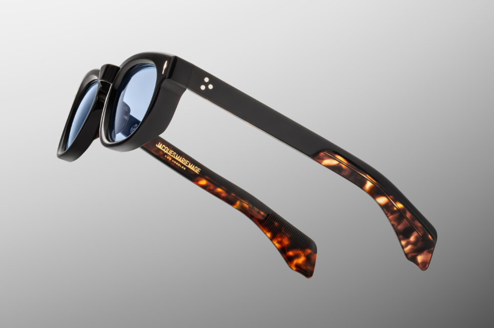 Sunglasses Model Pepper in Noir with Cerulean lenses from Jacques Marie Mage sunglasses collection