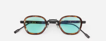 Sunglasses Model Rigel in B/T-1 with Green Gradient lenses from Sato