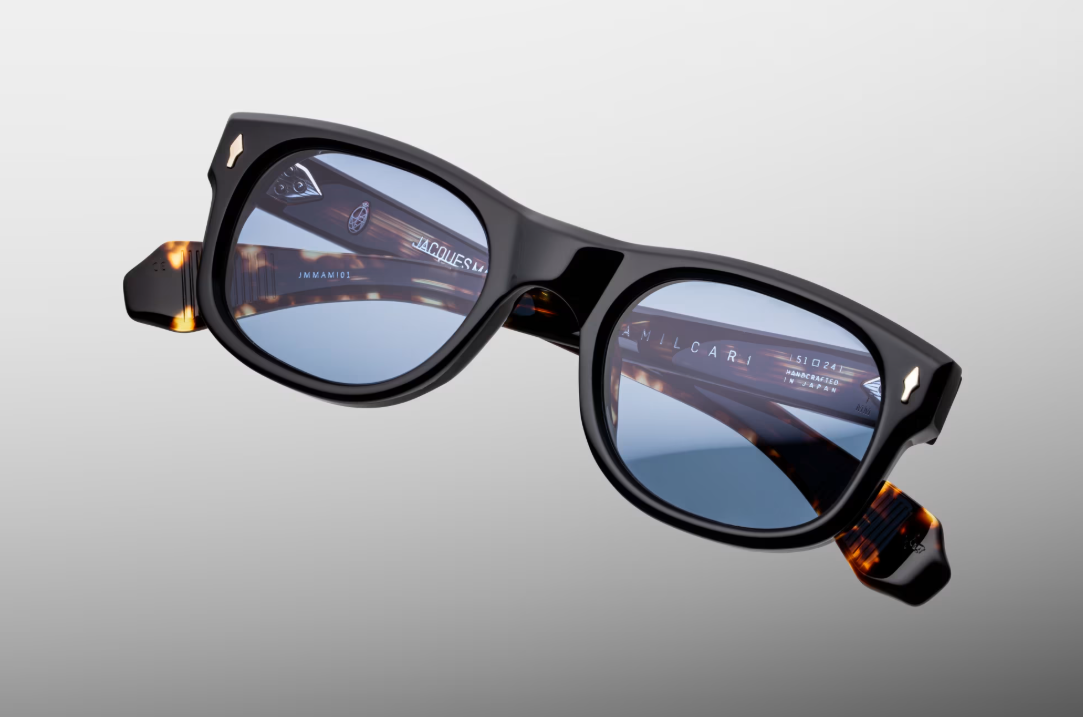 Sunglasses Model AMilcar in Color Noir with Cerulean lenses from Jacques Marie Mage