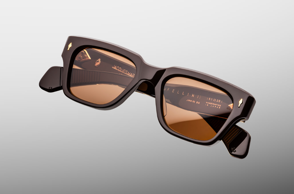 Sunglasses Model Fellini in Color Walnut with Orange lenses from Jacques Marie Mage