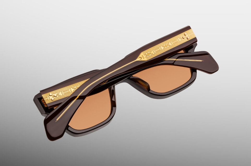 Sunglasses Model Fellini in Color Walnut with Orange lenses from Jacques Marie Mage