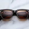 Sunglasses Model Fellini in Color Walnut with Orange lenses from Jacques Marie Mage