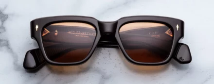 Sunglasses Model Fellini in Color Walnut with Orange lenses from Jacques Marie Mage