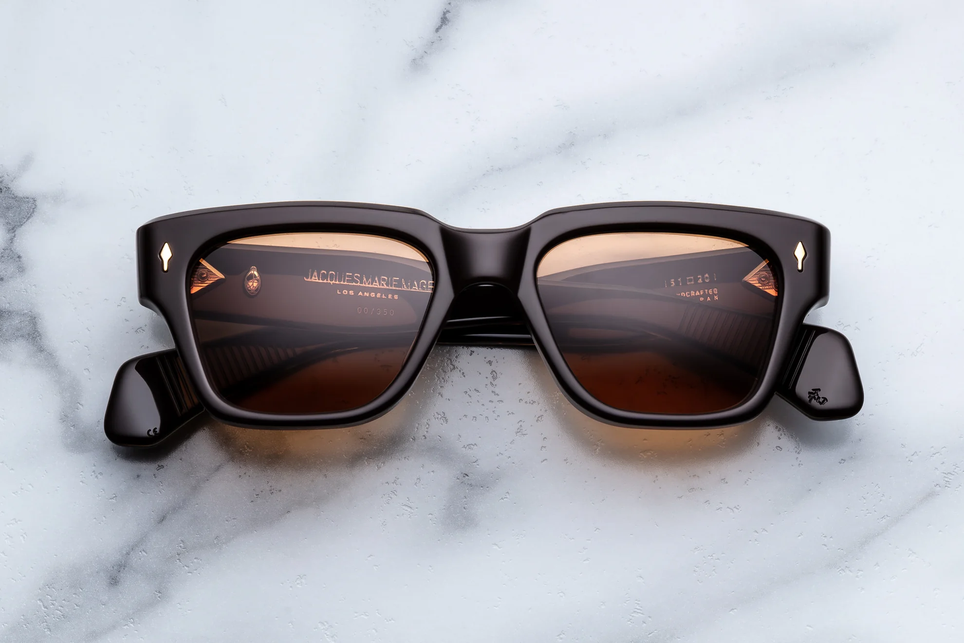 Sunglasses Model Fellini in Color Walnut with Orange lenses from Jacques Marie Mage