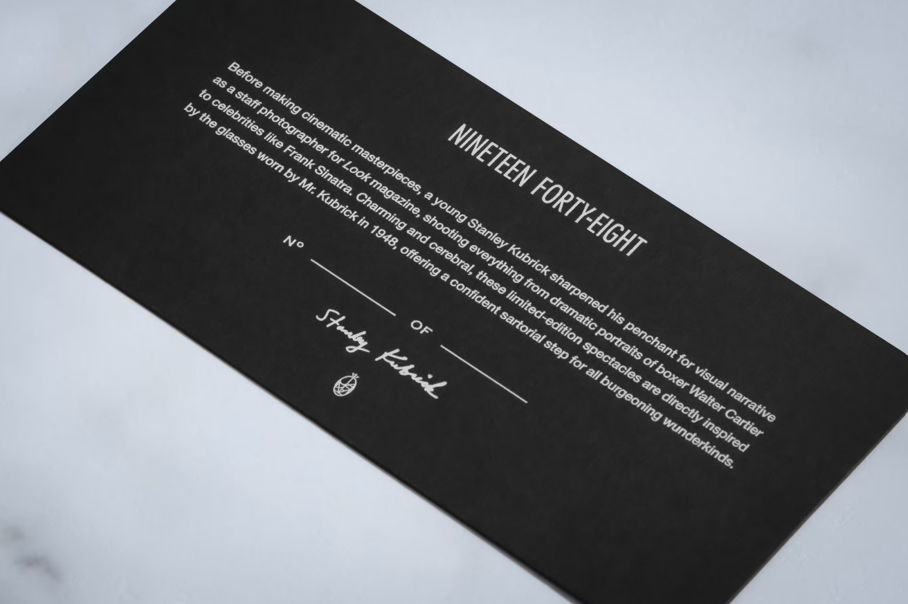 Packaging for Sunglasses Jacques Marie Mage JMM - STANLEY KUBRICK BY JMM - 1948 in WILLOW