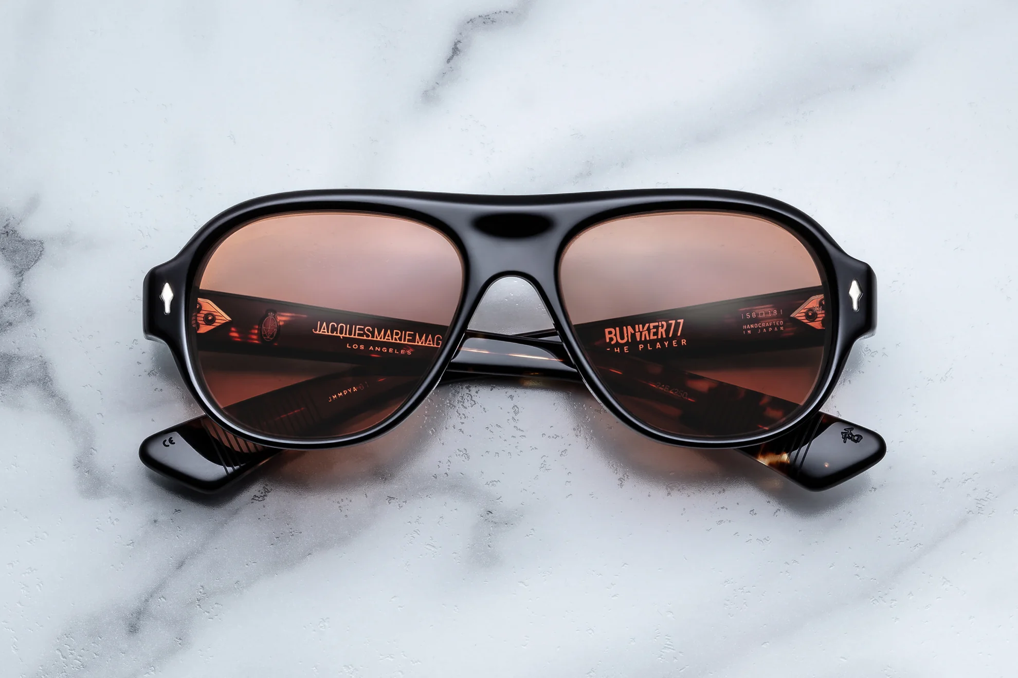 Sunglasses Model The Player in Color Noir with Dark Tuscan lenses from Jacques Marie Mage Bunker77 collection
